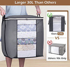 SLEEPING LAMB 120L Extra Large Blanket Storage Bags Breathable Clothes Storage Containers for King Comforter Bedding Pillow Sheet, Reinforced Handles, Grey - size: 20"L x 16"W x 22.3"H