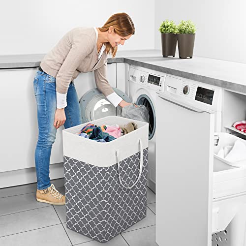 StorageRight Laundry Basket Hamper Large Collapsible Laundry Hamper with Easy Carry Handles，Freestanding Clothes Hampers for Laundry, Bedroom, Dorm, Clothes, Towels, 75L, Clover Grey - color: Clover Grey, size: 75L