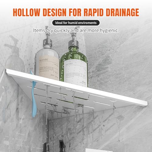 Corner Shower Shelf with Razor Hole, Rustproof Stainless Steel Shower Organizer, No Drilling Tile Shower Shelves, Modern Bathroom Shelf for Tile Wall, Grout in Shelf for Bathroom 2-Pack, 10" - color: 5-white
