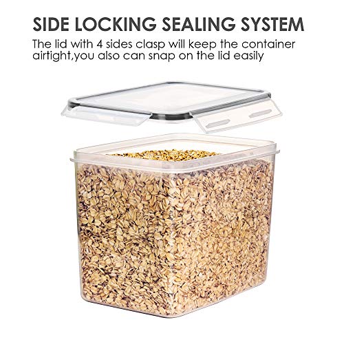 Vtopmart Airtight Food Storage Containers 6 Pieces - Plastic BPA Free Kitchen Pantry Storage Containers for Sugar,Flour and Baking Supplies - Dishwasher Safe - Include 24 Labels, Black