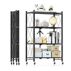 Simple Deluxe 4-Tier Folding Storage Shelves, 27.95" W x 14.96" D x 49.61" H Foldable Shelving Unit, 1000 Lbs Loading Capacity, Black - color: Black, size: 4-Tier, 28"W x 15"D x 49"H