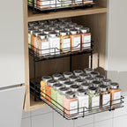 BOIVSHI 2-Tier Spice Rack Organizer, Pull Out Spice Rack for Cabinet, Height Adjustable Heavy Duty Metal Basket for Inside Cabinet & Pantry (11.5''Wx10.5''Dx9.5''H) - size: 2 Tier,11.5''Wx10.5''Dx9.5''H