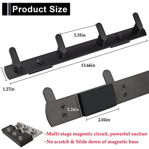 ULIBERMAGNET Magnetic Hooks,Heavy Duty Coat Magnetic Rack,Strong Rubber Magnetic Hanger for Refrigerator,Metal Cabinet,Hanging Coat, Towel, Bag, Backpack(Matte Black/4 Hooks) - color: Black, size: 4 Hooks Magnetic Rack