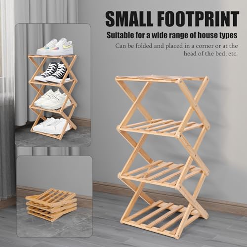 Vertical Shoe Rack Small, 4 Tier Portable Folding Shoe Storage Rack, Without Installation Free Standing Shoe Rack for Corridors, Bedrooms Living Room Corner and Small Spaces (4 Tier) - size: 4 Tier