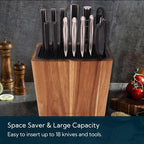 KITCHENDAO XL Acacia Wood Universal Knife Block with Slots for Scissors and Sharpening Rod, Safe, Space Saver Knives Storage Stand Display without Knives, Unique Slot Design to Protect Blade - color: XL-Acacia Wood