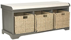 Safavieh American Homes Collection Lonan Grey and White Wicker Storage Bench - color: Grey