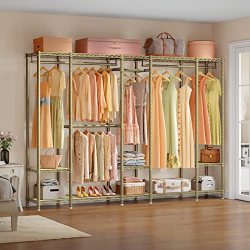 VIPEK V50 Closet Organizer System, Extra Large Heavy Duty Clothes Rack with Adjustable Shelves, Freestanding Modern Wardrobe for Bedroom, Walk-in Closet, Dressing Room, 1300 lbs Capacity, Gold - color: Gold