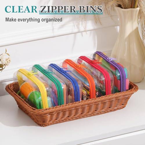 Sanwuta 6 Pcs Clear Hard Zipper Case Plastic Zipper Pouches Transparent Makeup Bag Pencil Case Pouches Toiletry Diaper Bag for Travel Toy Storage Organizer Bins - color: Assorted Color, size: 7.48 x 3.94 x 2 Inch