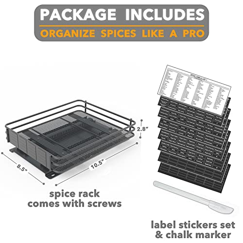 SpaceAid Pull Out Spice Rack Organizer for Cabinet, Heavy Duty Slide Out Seasoning Kitchen Organizer, Cabinet Organizer, with Labels and Chalk Marker, 8.5" W x10.75 D x2.5 H, 1 Drawer 1-Tier - style: 8.5" W, 1-Tier