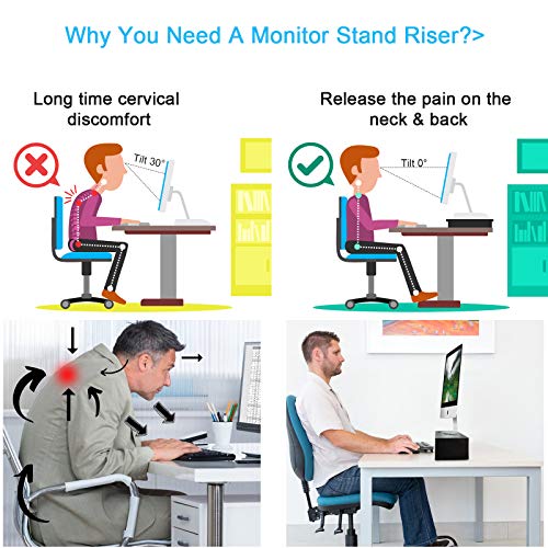 Marbrasse Monitor Stand Riser, 16.5 Inch 2 Tier Computer Printer Shelf Stand for Laptop Computer Screen Storage, Desktop Stand with Phone Holder and Cable Management Black - color: Black