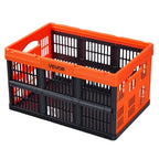 VEVOR Plastic Collapsible Storage Bins, 45L 6 Packs, Stackable Folding Storage Crates with Handles, Holds 33 lbs Per Bin, Foldable Heavy Duty Containers, Space-Saving Baskets, for Home Organizing - size: 45L-Orange-6PC