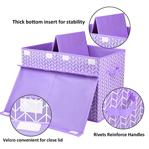 Mayniu Large Toy Box Chest with Flip Lid, Toy Storage Organizers Bin Boxes Basket with Sturdy Handles for Boys, Girls, Kids, Nursery, Playroom, Living Room, Bedroom, (Purple) - color: Large Purple