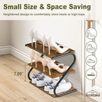 Small 3-Tier Shoe Rack, Z-Frame Wooden Shoe Shelf with Durable Metal Shelves for Hallway, Living Room, Closet, Bedroom (17.2”) - size: 10.35 x 17.20 x 15.75 Inches