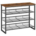 HOOBRO Shoe Rack, 4 Tier Shoe Organizer for Front Door Entrance, Shoe Shelf with Adjustable Tilt Angle, Holds 12-16 Pairs, for Entryway, Garage, Closet, Rustic Brown and Black BF09XJ01 - size: 29.5"L x 11.4"W x 23.2"H