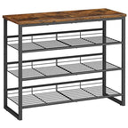 HOOBRO Shoe Rack, 4 Tier Shoe Organizer for Front Door Entrance, Shoe Shelf with Adjustable Tilt Angle, Holds 12-16 Pairs, for Entryway, Garage, Closet, Rustic Brown and Black BF09XJ01 - size: 29.5"L x 11.4"W x 23.2"H