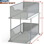 SIMPLE HOUSEWARE 2 Tier Sliding Cabinet Basket Organizer Drawer, Silver - color: Silver, size: 1-Pack