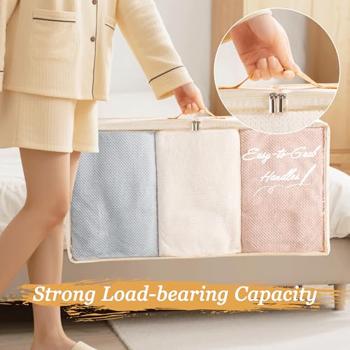 Criusia Under Bed Storage Bins with Clear PVC Lids – 4 Pack Large Underbed Organizers with Heavy-Duty Handles, Reinforced with 800G PP Panels & 80G Non-Woven Fabric – Waterproof & Foldable, Beige - color: 4 Pack Beige