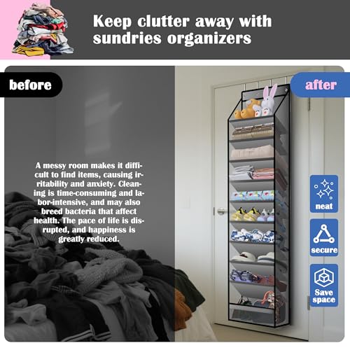 10 - Pocket Over - the - Door Hanging Shoe Organizers & Rack, Made of Sturdy 600D Oxford + Non - Woven Fabric, Space - Saving Storage for Shoes, Boots & More (Gray) - color: Gray