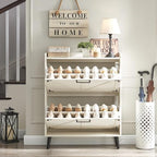 Barnyatoh Shoe Storage Cabinet with 2 Flip Drawers, Farmhouse Hidden Shoe Organizer, Narrow Slim Shoe Rack Cabinet for Entryway Hallway,Antique White - color: Antique White