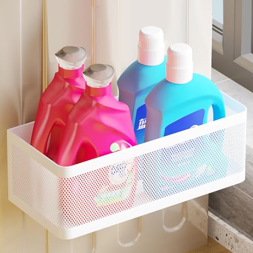 Magnetic Shelf for Washing Machine Laundry Room Magnetic Organizer Laundry Shelf Organizer Washing Machine Shelf Hanging Basket Storage Magnetic Fridge Shelves (White, L11in*W4.9in*H3.9in) - color: White, size: L11in*W4.9in*H3.9in