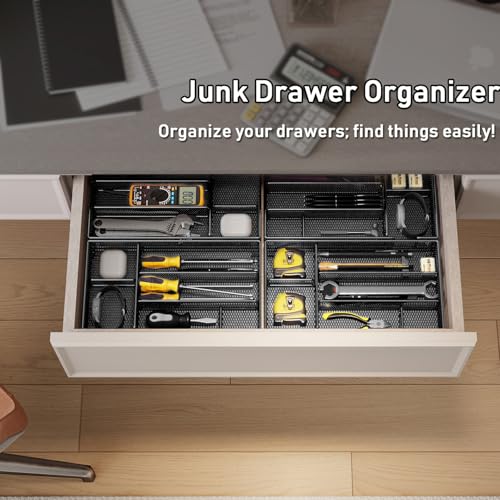 Desk Drawer Organizer Tray, Office Drawer Organizer, Workspace Organizers, Suitable for Tools, Pencils, Office Supplies Storage (Black) - color: Black