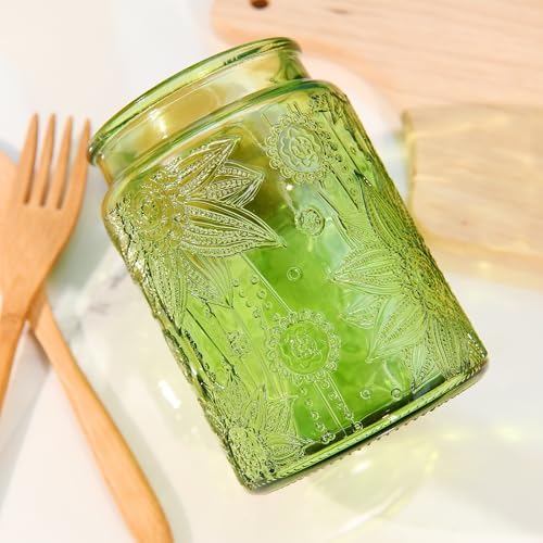 Custde Glass Storage Jars With Airtight Lid, 35oz Canister For Kitchen Counter with Bamboo Lid, brown sugar, candy, coffee, cookie, salt, tea,pantry cute Jar (Green, 35 fl oz) - color: Green, size: 35 fl oz