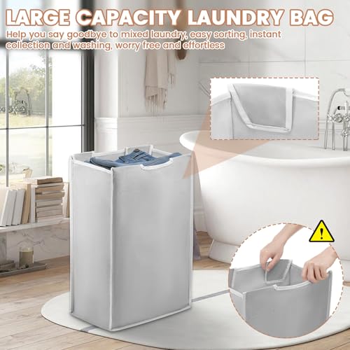 3 Pcs Laundry Sorter Replacement Bags, 14.96" x 9.06" x 22.05" Laundry Basket Liner Replacement, No Hangers, Laundrys Hamper Liner for Laundrys Bag, Dirty Clothing(Grey,3) - color: Grey