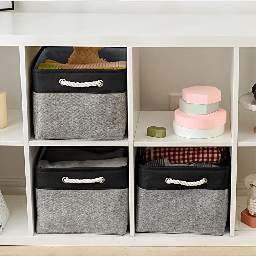 TheWarmHome Organization and Storage Basket for Organizing - 17x14x10 inch Large 3 Pack Collapsible Storage Bin for Shelves, Fabric Basket for Gifts Empty Organizer Gift Closet (Black & Grey) - color: Black&Grey, size: 3PCS/X Large -17.7Lx13.8Wx9.8H