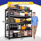 45.6" W Garage Shelving Heavy Duty Storage Shelves, 5-Tier Adjustable Metal Shelving Unit, Utility Garage Organizer Shelf for Basement, Pantry, Kitchen, Warehouse,17.7" D x 45.6" W x 71.2" H - size: 5-Wire-18"Dx45.6"Wx71.2"H