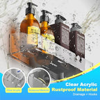 Acrylic Shower Shelves 3 Pack, Clear Adhesive Shower Caddy Organizer, Rustproof No Drill Wall Mount Bathroom & Kitchen Storage Rack - color: Clear