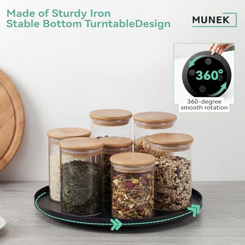 MUNEK 9" Lazy Susan Organizer,Metal Rotating Spice Rack Organization,Lazy Susan for Table Top,Pantry, Bathroom, Vanity, Black - size: 1 Tier