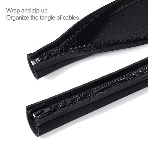 JOTO 4 Pack Cable Management Sleeve, 19-20 Inches Cord Organizer System with Zipper for TV Computer Office Home Entertainment, Flexible Cable Sleeve Wrap Cover Wire Hider System -Black - color: Black, size: 4 Pack, 20 Inch