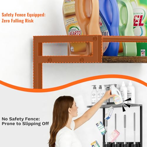 Broom Holder Wall Mount with Shelf Load 66LBS Broom and Mop Organizer Wall Hanging Broom Hanger with 4 Mop Hanger Grippers, 3 Hooks for Laundry Room, Garage, Utility Closet, Kitchen, 1 Pack - style: 1 Pack