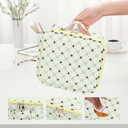 M Y U R E N Travel Makeup Bag,Waterproof Cosmetic Organizer, Adjustable Dividers,Portability Cosmetic Train Case,Makeup organizer,Gift for Women,Girls Gift (Green+Yello) - color: Green+Yello