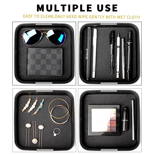 SANZIE Luxury Leather Desktop Storage Small Catchall Organizer Decorative Tray for Entryway Table to Hold Jewelry Watch Cosmetics Keys Phone Wallet, Home & Office Accessories (Metal Silvered, Black) - color: Black (Metal Silvered), size: 7.5" x 7.2" x 2"
