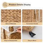 Rolling Laundry Hamper with Wheels, Slim Laundry Basket with Removable Liner Bag & 2 Mesh Bags, Handwoven Water Hyacinth Clothes Hamper for Bedroom Bathroom (Natural, 50L) - color: Natural/No Lid/50L