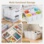 Citylife 17 QT Plastic Storage Box with Removable Tray and 6 Detachable Tall Inserts Craft Organizers and Storage Clear Storage Container for Organizing Crayon, Craft, Sewing, Playdoh, 4 Packs - size: 17 Qt- 4 Pack- W