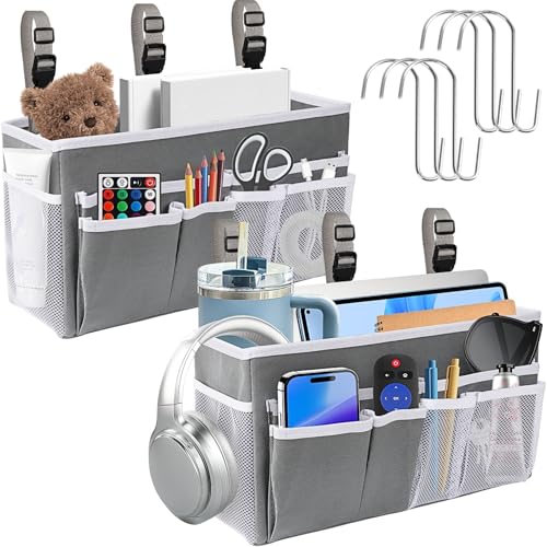 Ofiray-home 2pcs Bedside Caddy/Bedside Hanging Storage Bag for Bunk College Dorm Bed and Hospital Beds,Can be Placed Glasses,Water Bottle,Books,Mobile Phones,Keys,Dorm Room Essentials