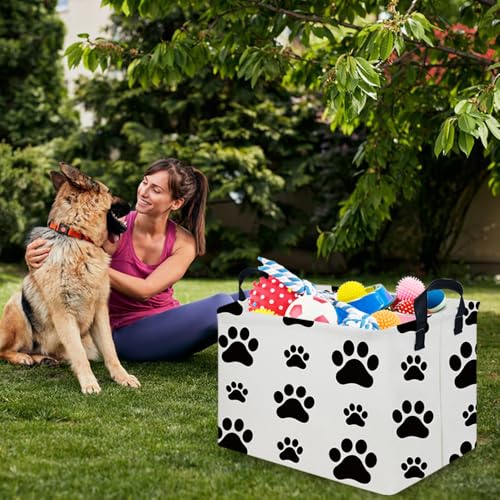 Rectangular Dog Basket,Nursery Hamper,Collapsible canvas kids toy storage box,Kids room storage basket,Gift Basket(Dogs) - color: Dogs