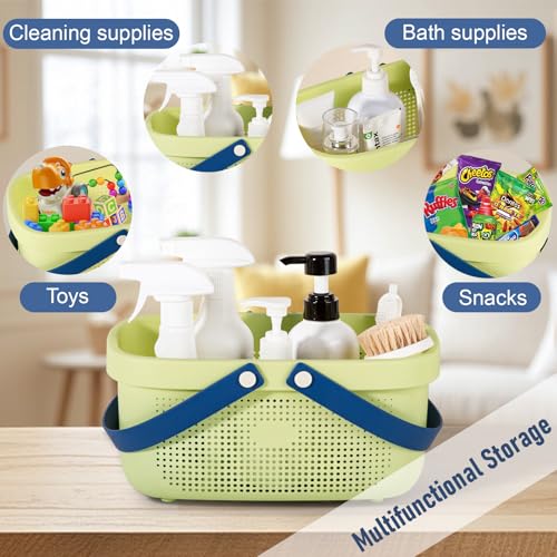 JiatuA Plastic Storage Basket with Handle Portable Shower Caddy Tote Organizer Basket Bin for Bathroom Kitchen Dorm Room Bedroom, ‌Yellow - color: Yellow, size: Large