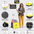 dbest products Quik Cart Collapsible Rolling Crate on Wheels for Teachers Tote Basket 80 lbs Capacity, Made from Heavy Duty Plastic and Used as a Seat, Canary, Yellow - color: Yellow, style: Standard