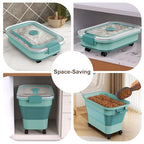 Rice Storage Container, Collapsible Airtight Food Storage Containers 20-30lbs with Clear Lid and Wheels, Rice Dispenser with Scoop for Flour Cereal Pasta Grain, Cat Pet Bird Dog Food Storage Container - size: 15-30 Lbs