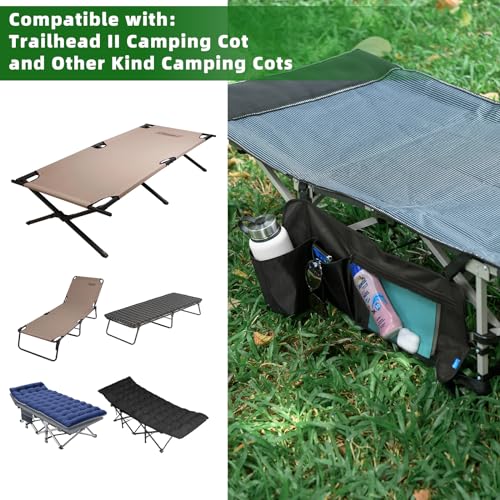 Xxerciz Side Bag for Camping Cot, Bedside Storage Pocket for Coleman Camping Cot, Nylon pouch with Mesh Pocket for Camping Travel, Wagon Cart Side Storage Bag, 24.5 ×11 Inches