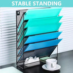 MINDEPOT 7-Tier Wall Hanging File Organizer Cubicle Hanging Organizer Mount File Holder, Mesh Magazine Document Mail Organizer Wall Organizer for Office School Home, Black - size: 7Tier