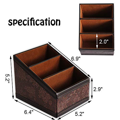 PU Leather Remote Control Holder Storage Container for TV Remote Phone Caddy Eyeglasses