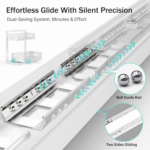 Petiza Under Sink Organizer Adjustable Height 2 Tier Bathroom Organizer Pull Out Cabinet Organer kitchen organizers and storage fridge organizers and storage,White,XL-1 Pack - color: white, size: Extra Large-1 pack