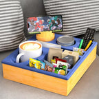 Couch Cup Holder Tray - Couch Organizer Caddy, Silicone Beach Caddy with Cup Holder, Sofa and Bed Drink Holder and Couch Tray Table for Snacks Beverage Remote (Blue) - color: Blue