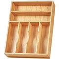 Umilife Kitchen Drawer Organizer, 12 Inch Silverware Utensil Tray Holder, Extra Deep, with Non-Slip Feet & Grooved Drawer Divider, 6 Slots Total Bamboo Wood Caddy for Flatware Cutlery Knives - size: 12 x 17 inch (6 Slots)