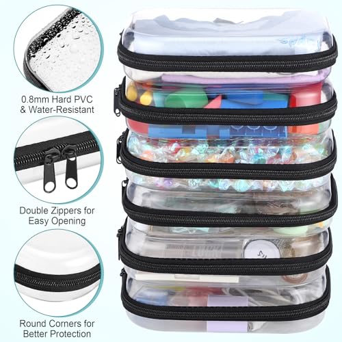 Sanwuta 6 Pcs Clear Hard Zipper Case Plastic Zipper Pouches Transparent Makeup Bag Pencil Case Pouches Toiletry Diaper Bag for Travel Toy Storage Organizer Bins(Black,7.87 x 5.9 x 2 Inch) - color: Black, size: 7.87 x 5.9 x 2 Inch
