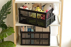Eslite 34L Large Plastic Folding Storage Crates,Collapsible Crates for Storage,Pack of 3 (Black) - color: Black